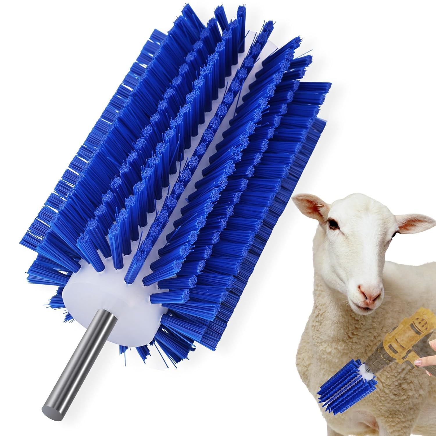 Livestock Scratching Mini Roto Drill Brush Attachment For Horse 7in, Blue