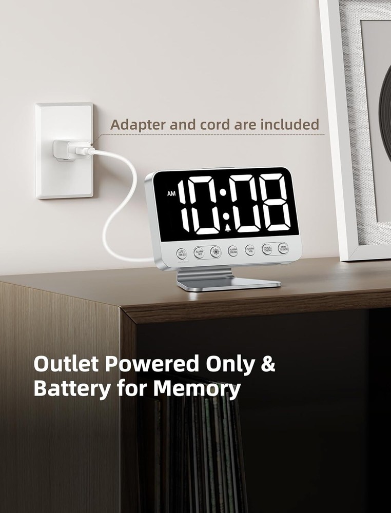 Sharp Electric Digital Dual Alarm Clock Battery Backup LED Large Display Snooze