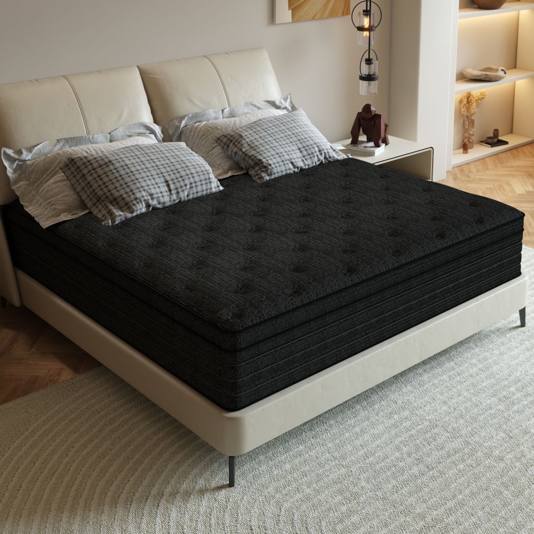 12" 14" Mattress in a box Twin Full Queen King Hybrid Spring Medium Firm Black