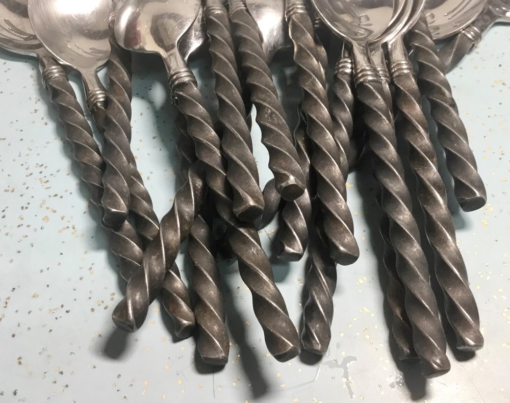 HAMPTON SILVERSMITHS BRADE BLACK TWISTED BAR HANDLE PATTERN SS TEASPOON GUC