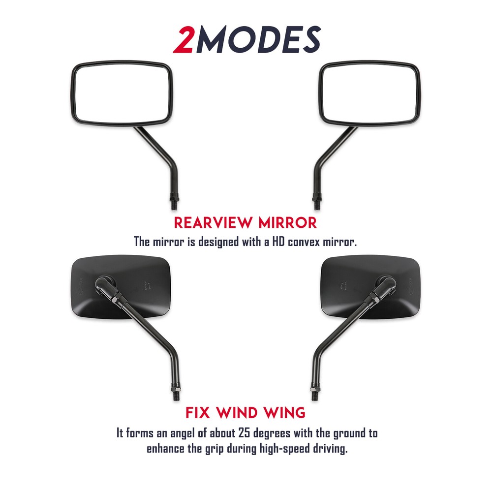 For Honda Shadow Phantom 750 VT750C2B Black Rectangle Motorcycle Side Mirrors
