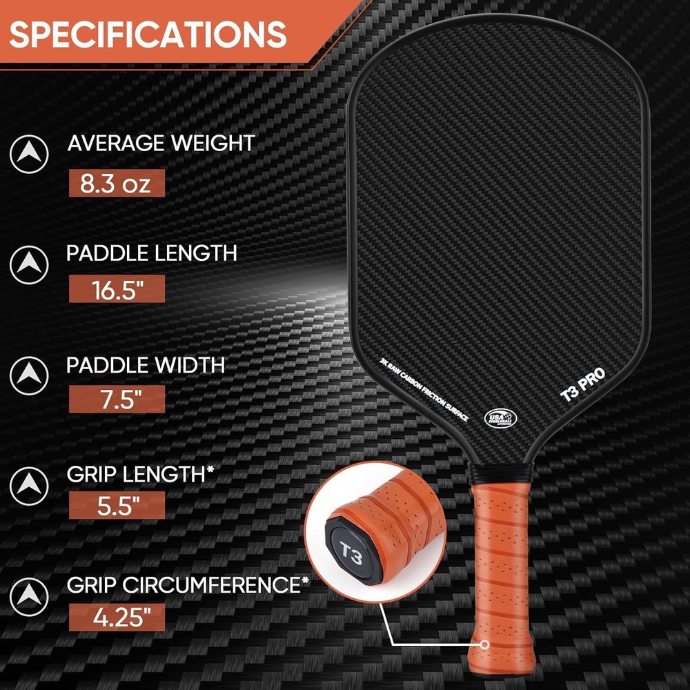 High-Performance Pickleball Paddle with 16mm Honeycomb Core & Carbon Surface