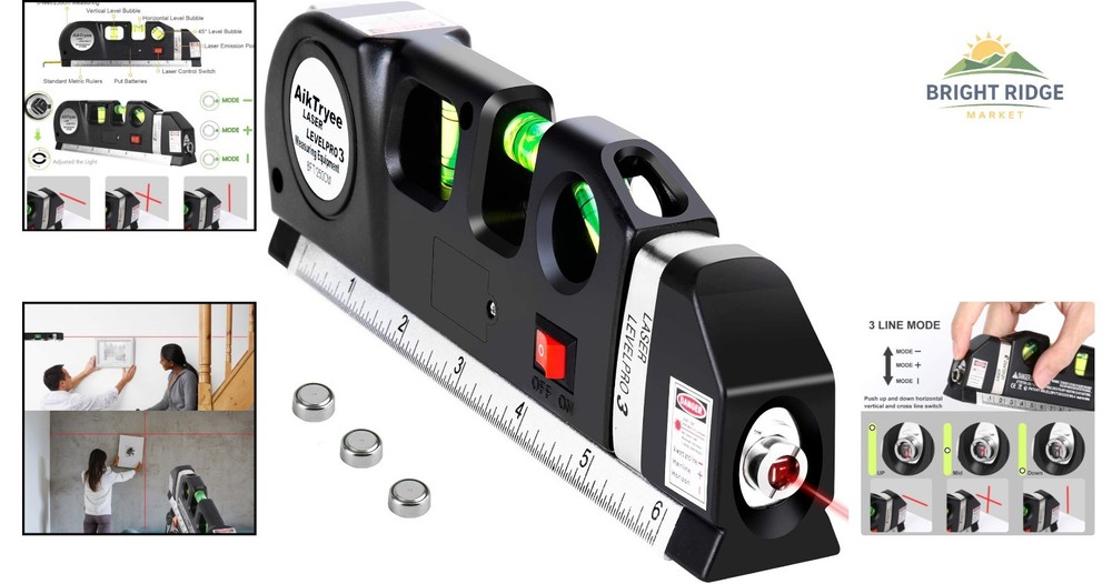 Multipurpose Laser Level Tool for Accurate Picture Hanging and Tile Installation