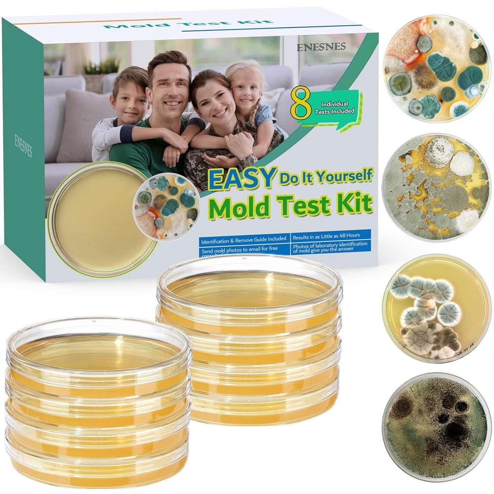 Complete Home Mold Kit with 8 Tests, Guide & Lab Support - Safe & Easy