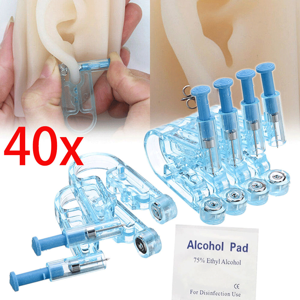 40X Disposable Ear Studs Piercing Gun Ear Stud Piercer Earrings Machine Tool