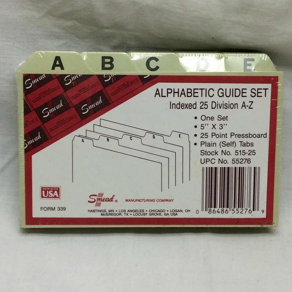 Smead Alphabetic Guide Set Indexed 25 Division A-Z