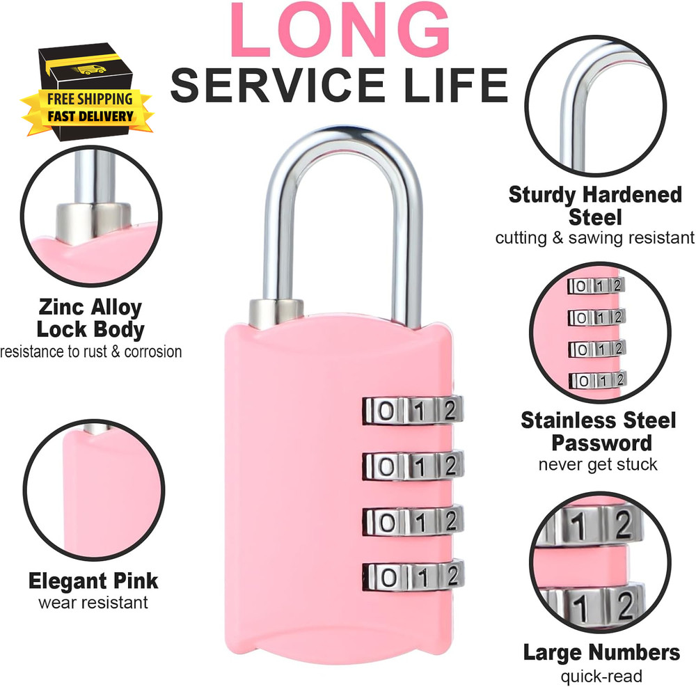 Small Combination Lock for Locker, 4-Digit Mini Combo Lock for Backpack and Lugg