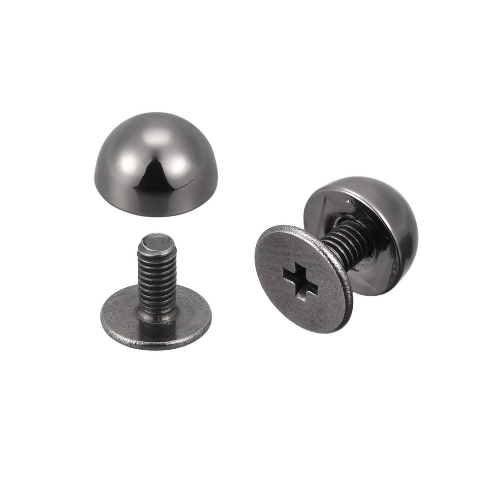 8x5mm Back Screw Rivets Solid Round Head Leather Studs Black 20 Sets