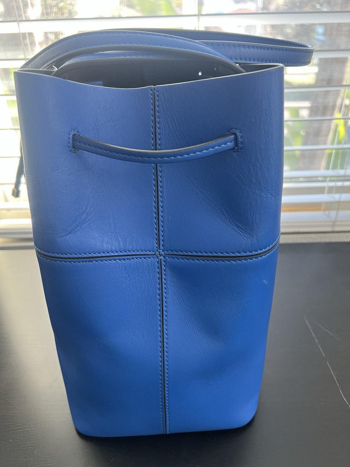 Tory Burch Block-T Bucket Bag Blue with Dust Bag