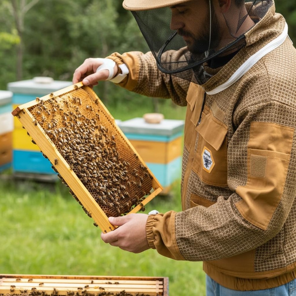 Bee Proof Beekeeping Jacket with Veil 3Layer Ultra Ventilated 2 Veil Options ...