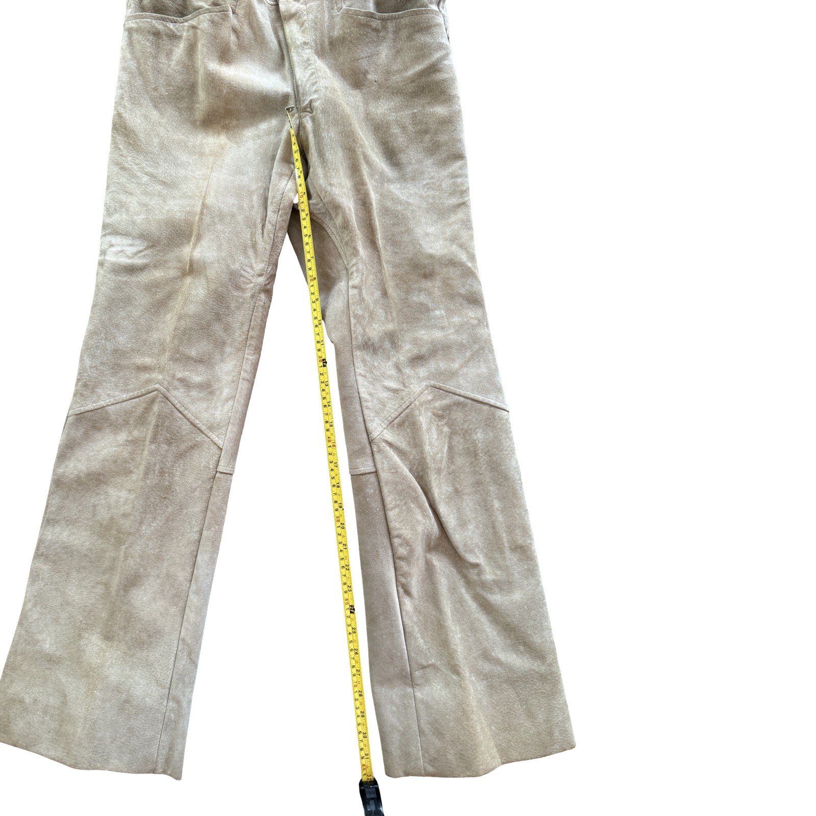 A Robert Lewis Idea Pants Suede Leather Vtg 70s Disco Hippy Flare Leg Mens 34 32