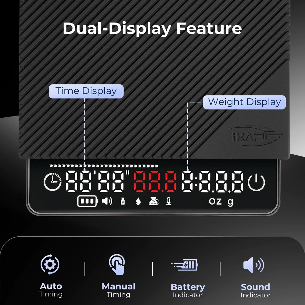 Espresso Coffee Scale with Timer, 2kg/0.1g High Precision Digital Scale with ...