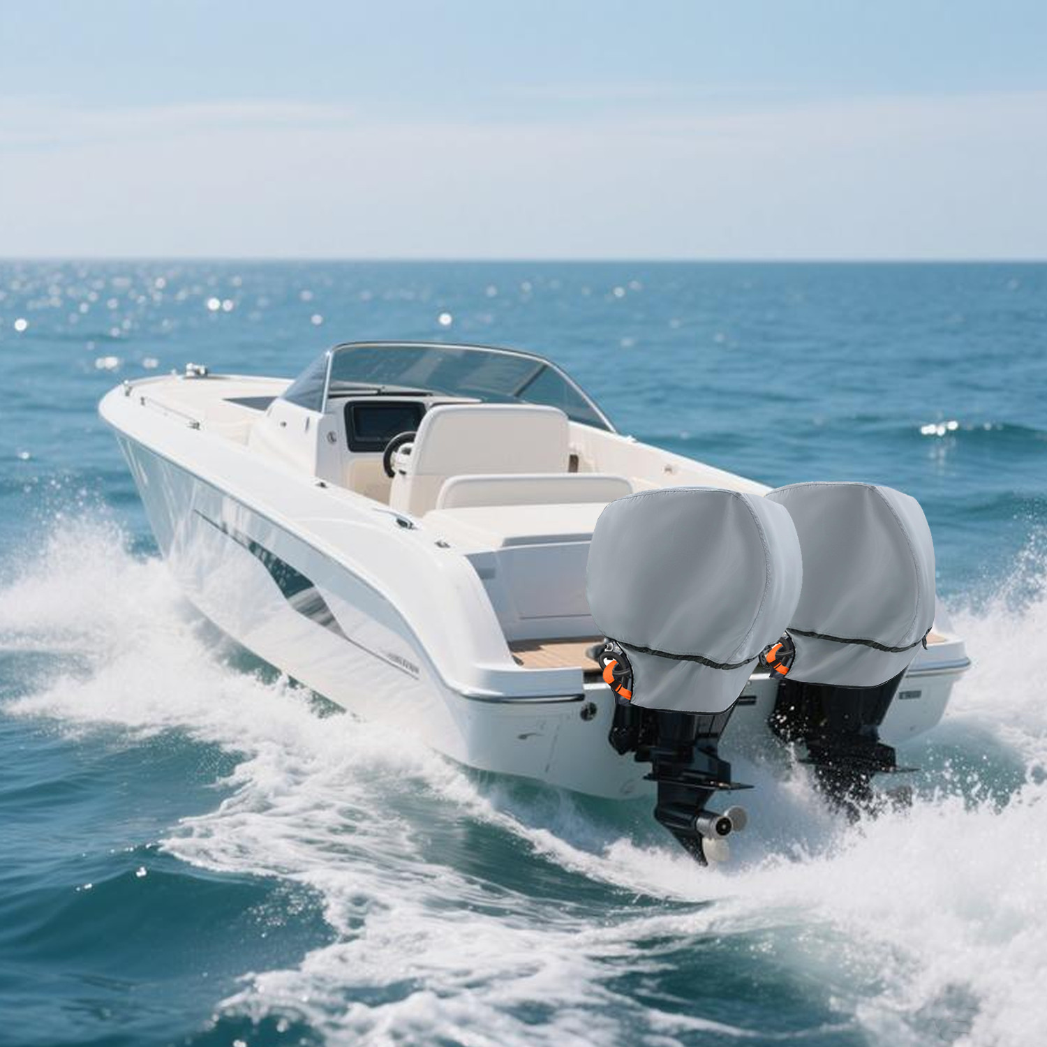 600D Heavy Duty Waterproof Outboard Motor Cover,Boat Engine Hood For 225-300 HP