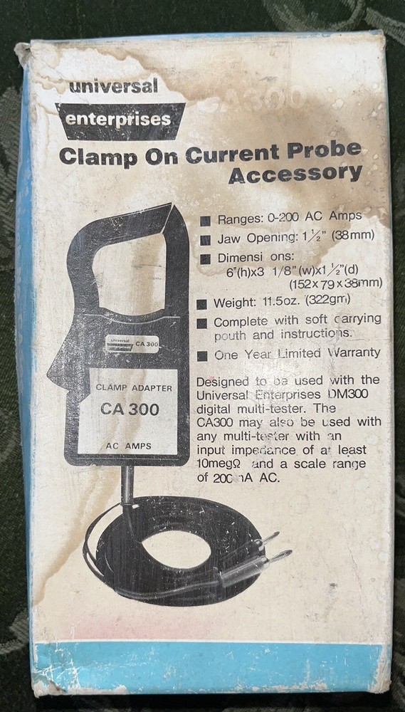 VTG Universal Enterprises Clamp On Current Probe Accessory W/ Case & OpBook