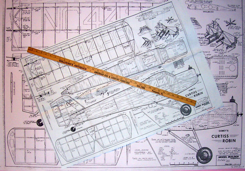 Comet CURTISS ROBIN PLAN + PATTERNS to Build a 48" Span FF or RC Model Airplane