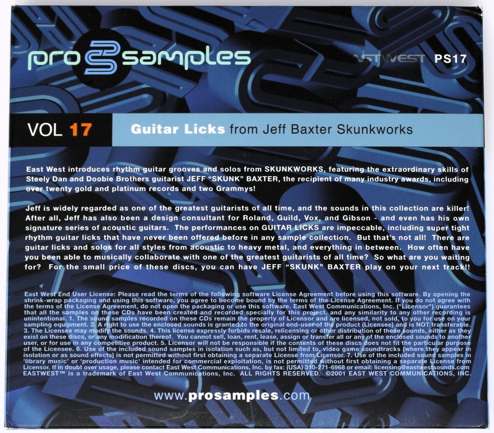 East West Pro Samples 17 Guitar Licks Sample Library/Sound Library/Sampling CD