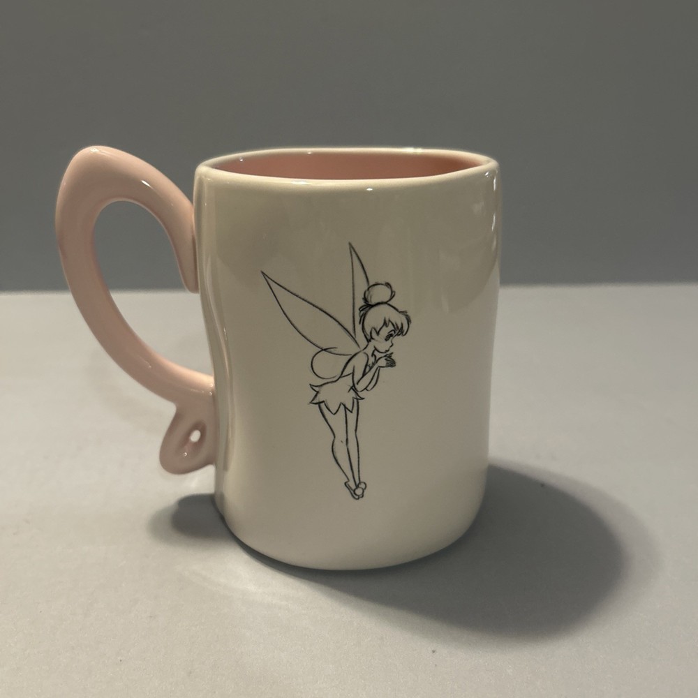 New Rae Dunn Disney Pixie Magic Tinker Bell Mug with Pink Wing Handle Artisan