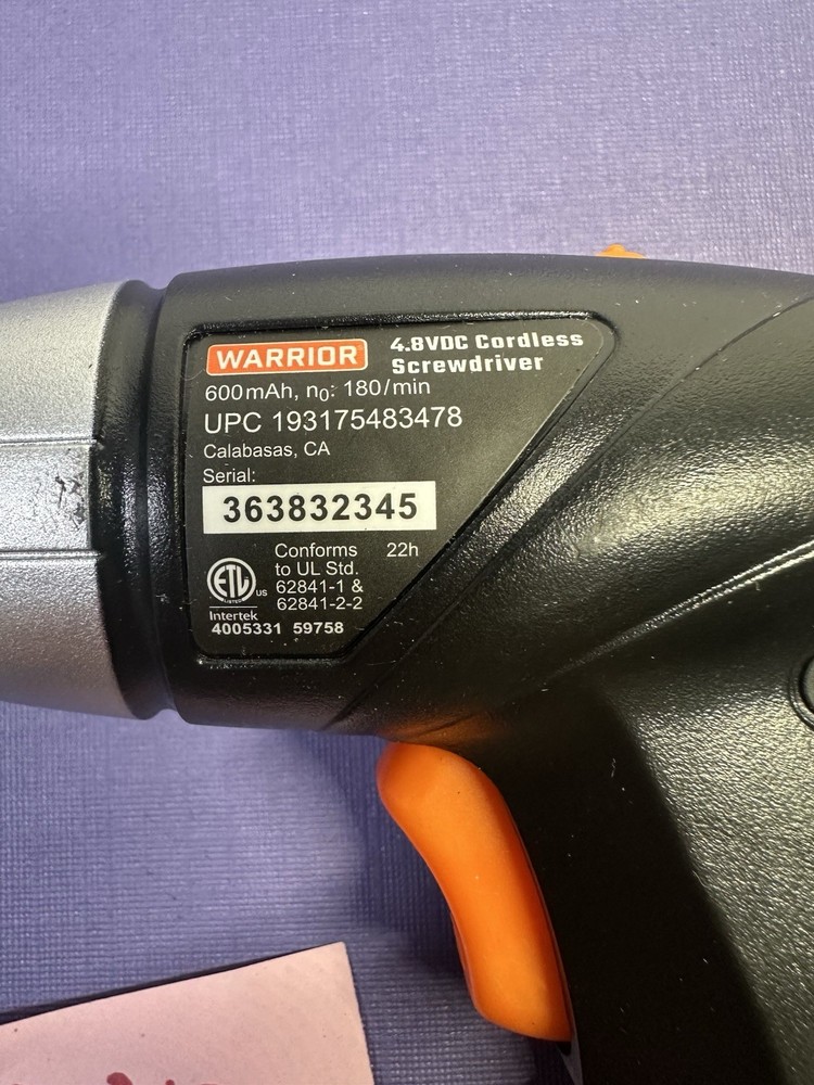 Warrior 4.8 VDC Cordless Screwdriver Only