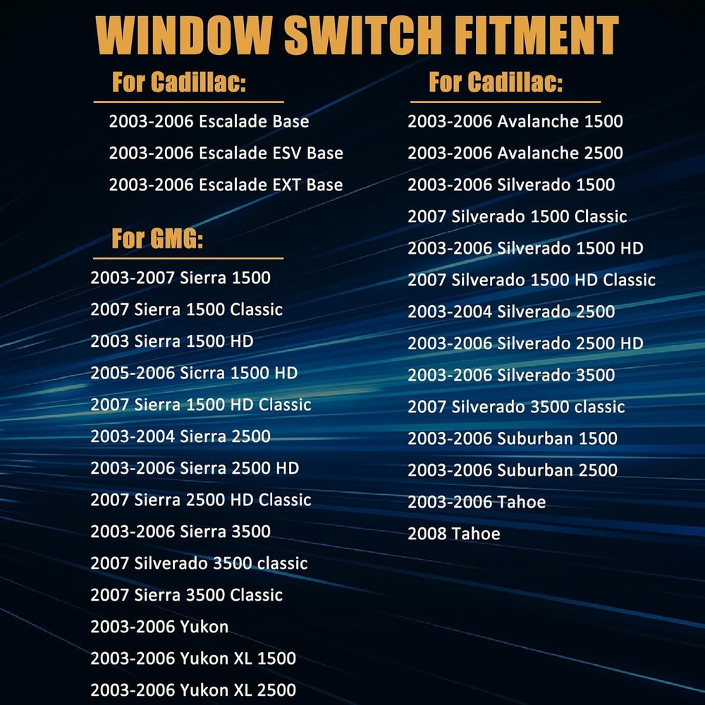 15883323 Front Driver Door Window Control Switch Compatible with 2003-2007 Chevr