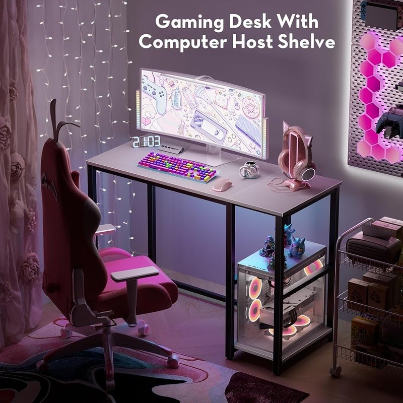 Compact Computer Desk W/ Sturdy Design Tool-Free Assembly Modern Style New