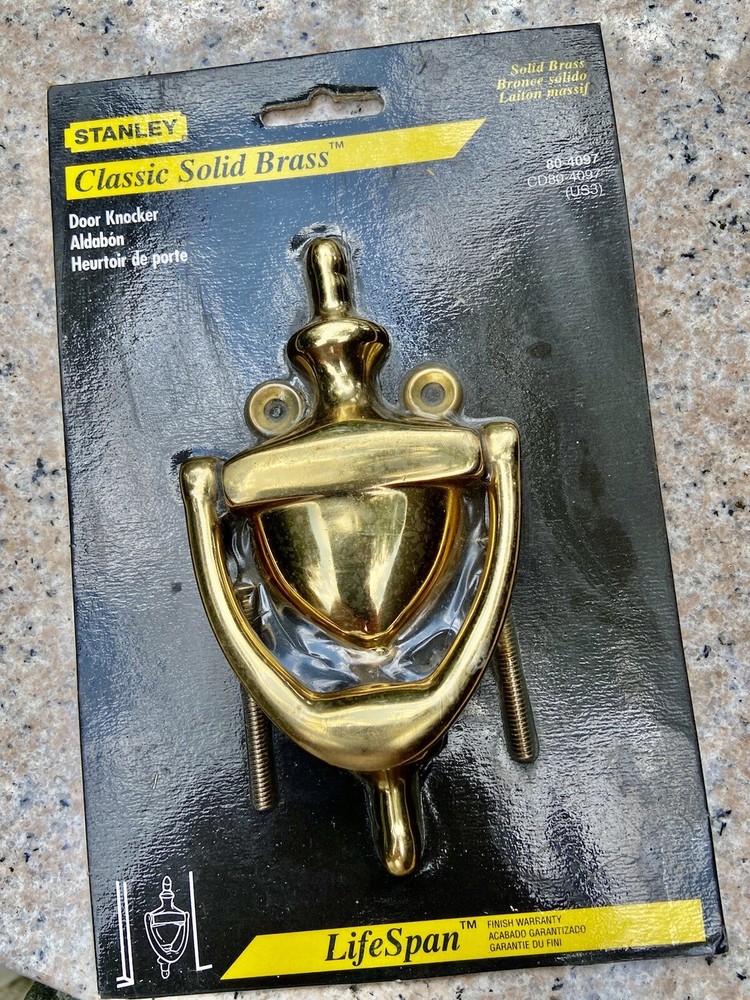Stanley Classic Solid Brass Door Knocker 80-4097 Bright polished finish