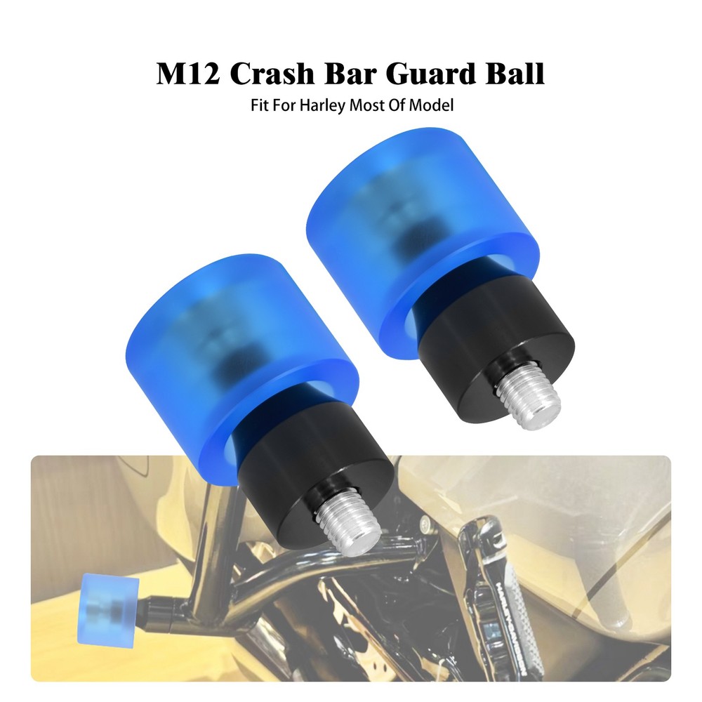 Blue 2x Engine Protective Guards Crashs Bars M12 End Balls Protector For Harley