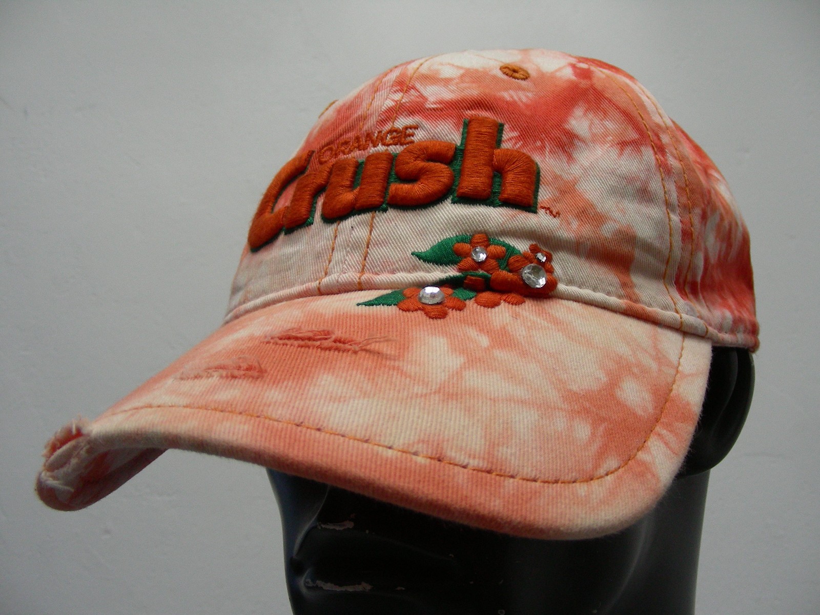 ORANGE CRUSH - Distressed Style - LADIES One Size Adjustable Baseball Cap Hat!