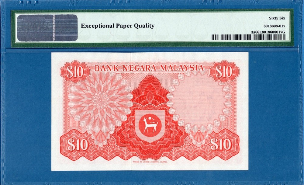 Malaysia 10 Ringgit, 1967-72, Gem UNC-PMG66EPQ, P3a