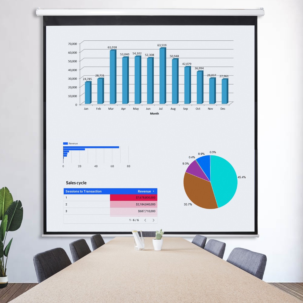 120'' Projector Screen Projection Screen Manual Pull Down HD Screen 1:1 Format