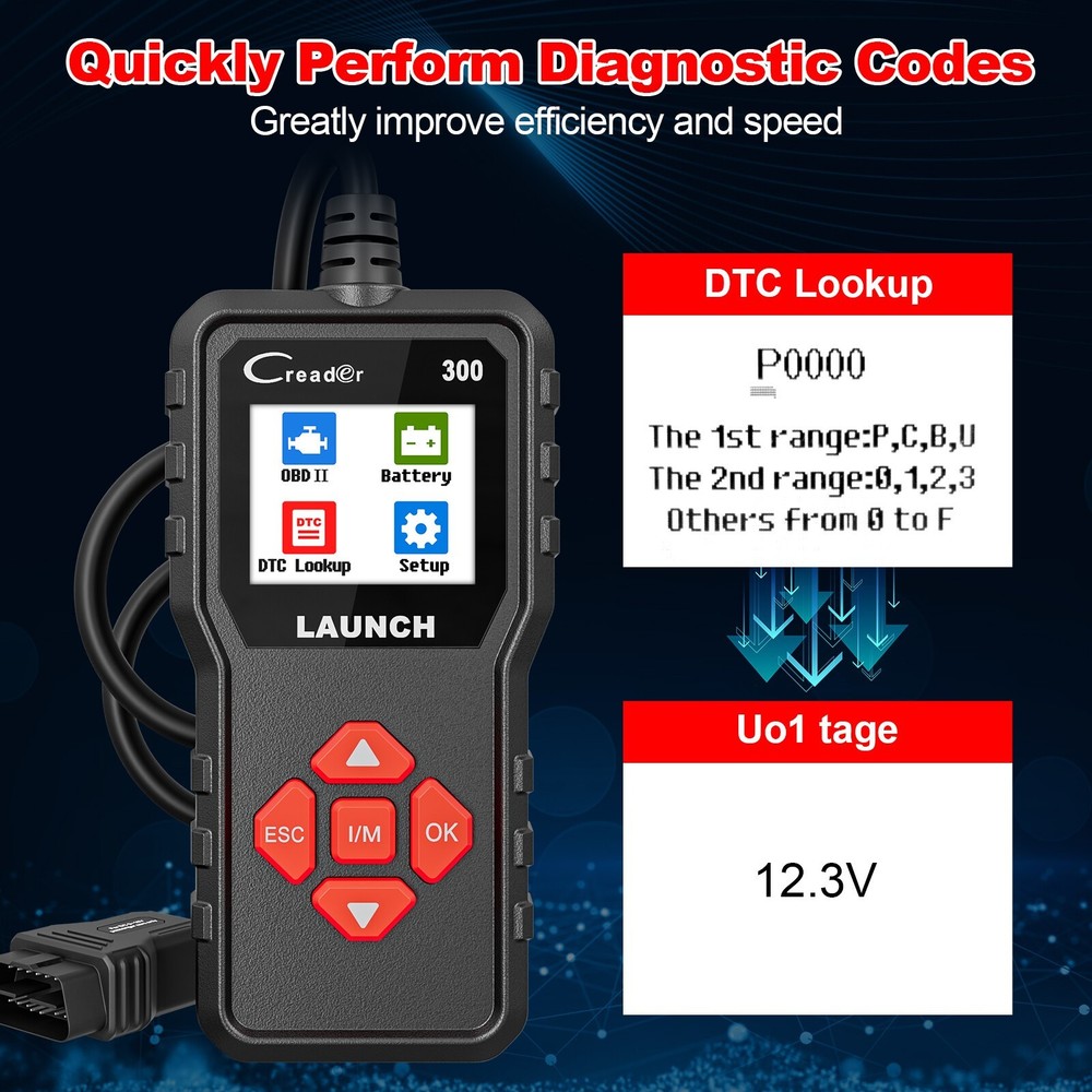 2026 LAUNCH CR300 OBD2 Scanner Car Engine Fault Code Reader Diagnostic Scan Tool