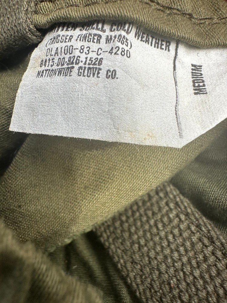 US Army M65 Trigger Finger Mitten Shells Cold Weather OG Leather Medium