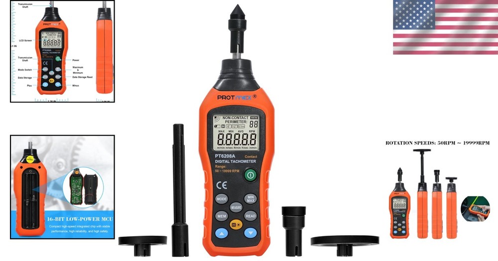 Versatile Experience with PT6208A Tachometer - LCD Backlight & 100 Groups Data