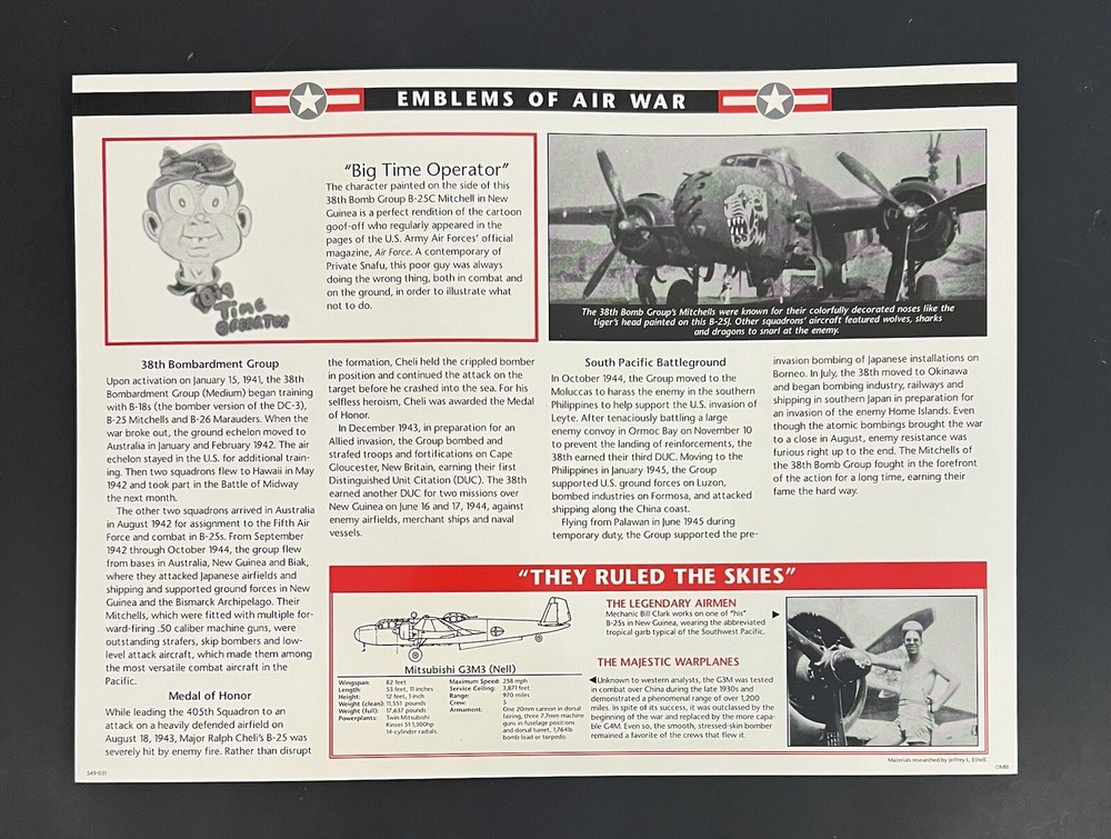 Emblems Of Air War Patch 38th Bombardment Group “Big Time Operator”