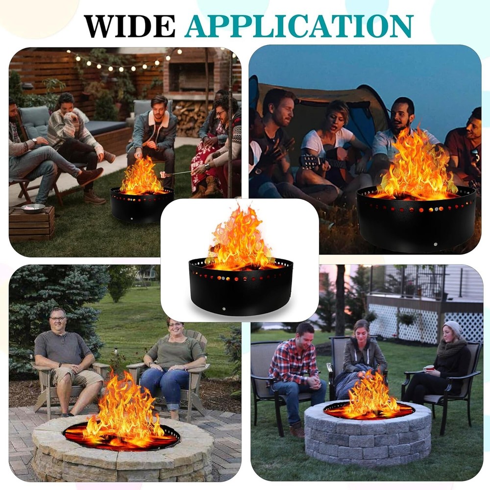 Fire Ring - 36" x 12" - Smokeless Fire Pit Ring For Outside Fire Pit