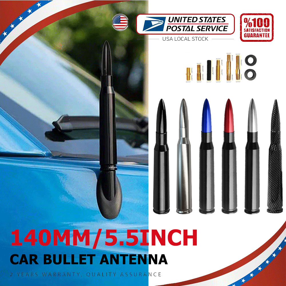 CHROME Bullet Antenna for Ford F150 Chevy Silverado GMC Sierra Dodge RAM 50 Cal