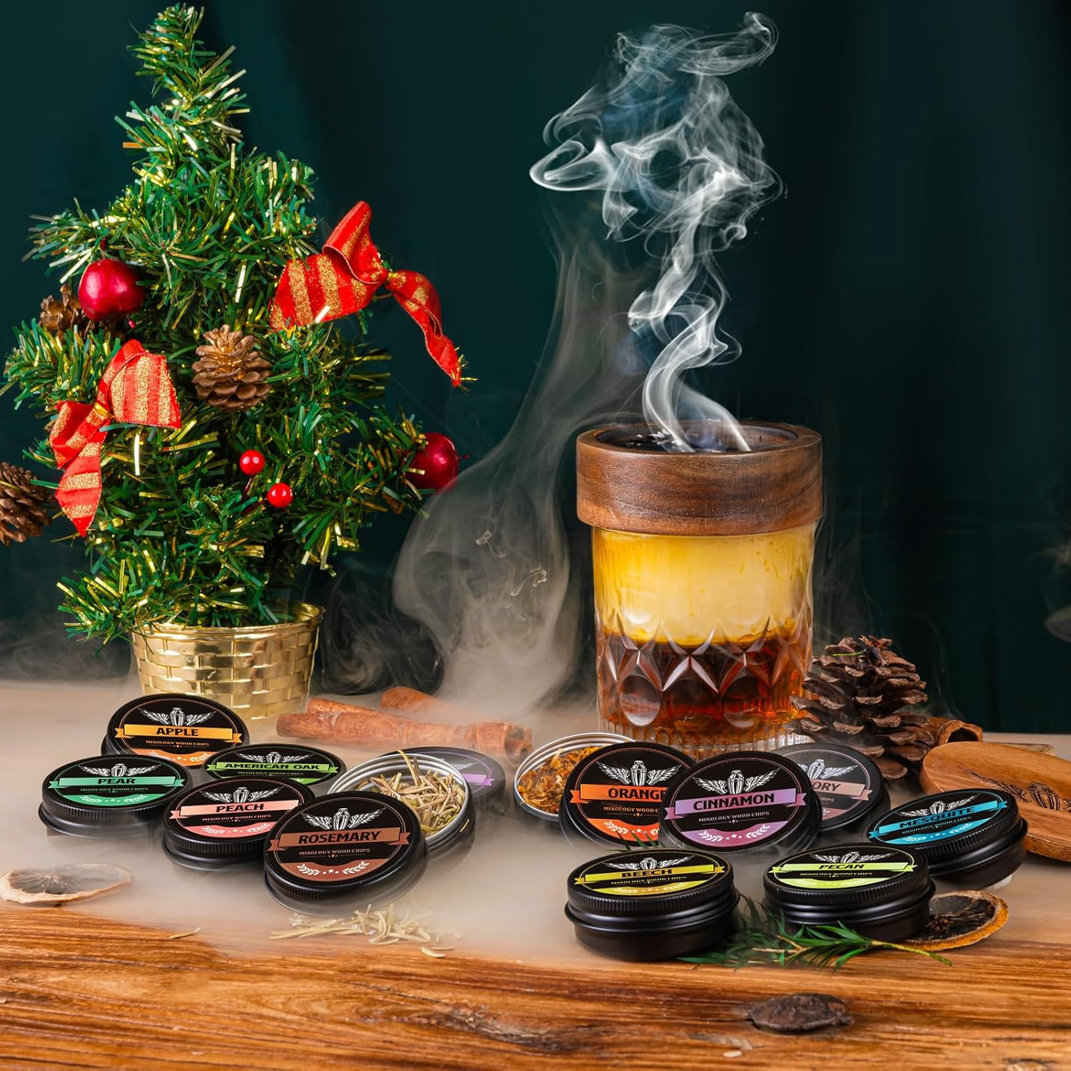 Natural Wood Chips for Cocktail Smoker, 12 Flavors Wood Chips Including Apple,Ch