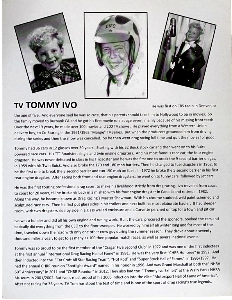 TV TOMMY IVO AA/FD SIGNED NHRA AHRA F/C T/F RARE VTG PHOTO