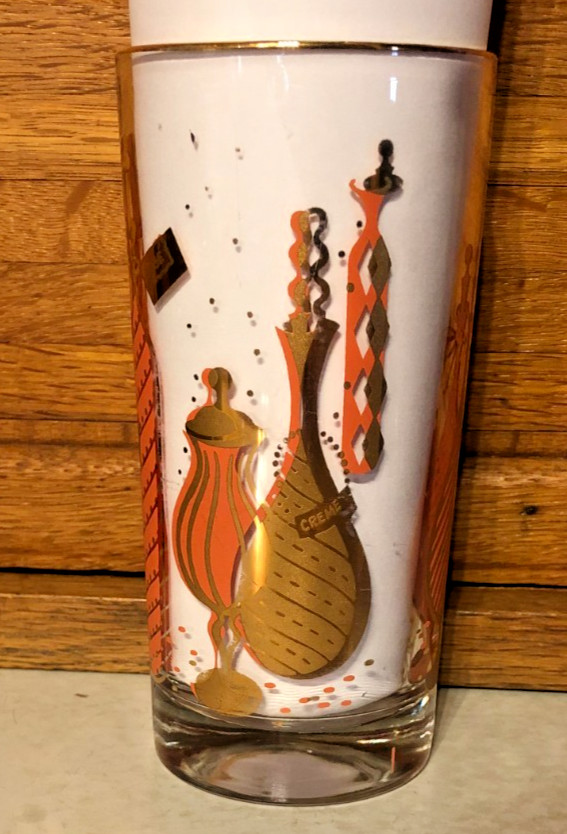 MCM Gay Fad Bordeaux Barware Highball Glasses 5.5” Set Of 8 in Carrier Caddy