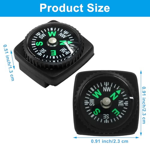 15Pcs Slip-On Watch Band Compass, Mini Watch Strap Compass Tiny Button Compass