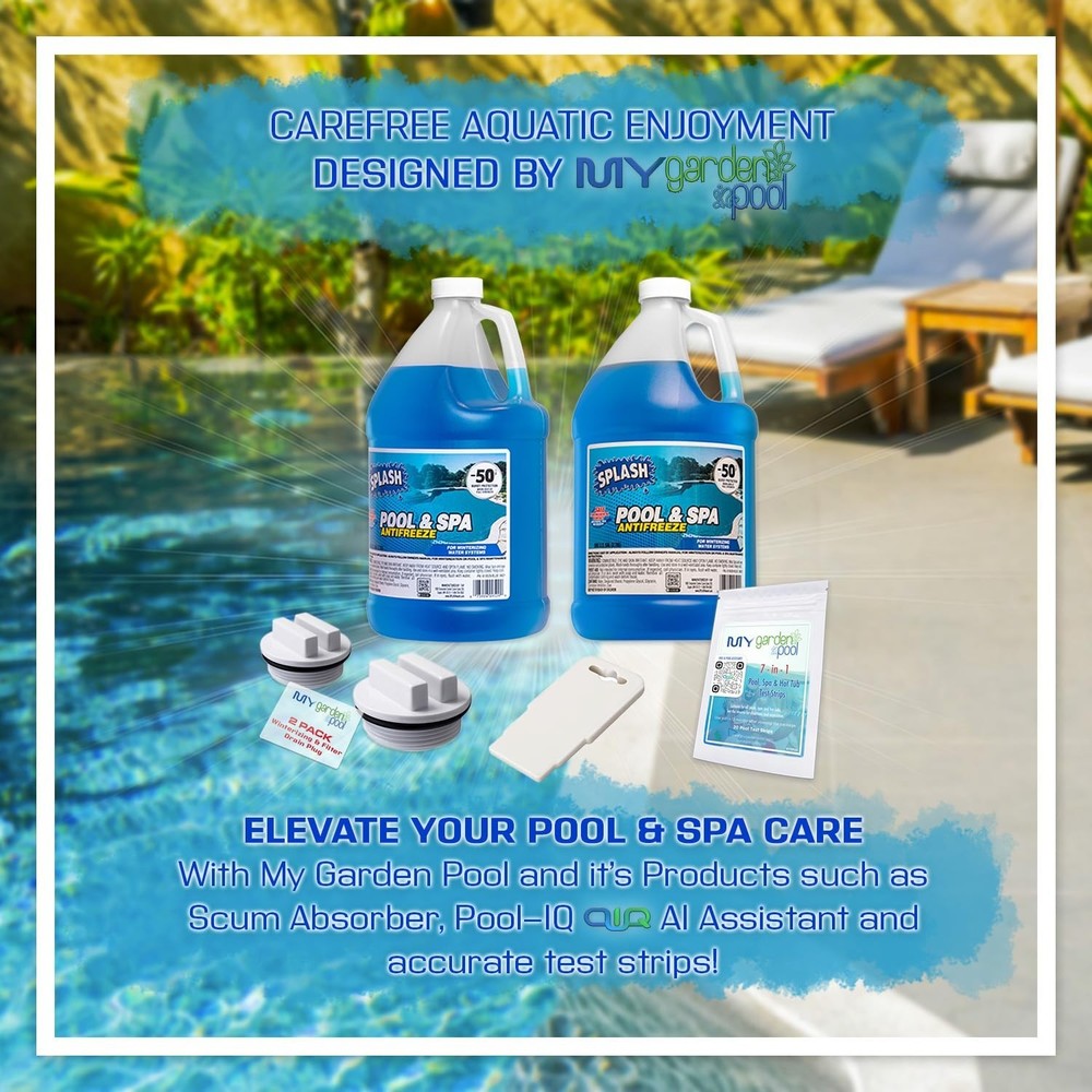 Splash Pool & Spa Antifreeze Bundle with Strips & Winterizing Plug 4 Pack