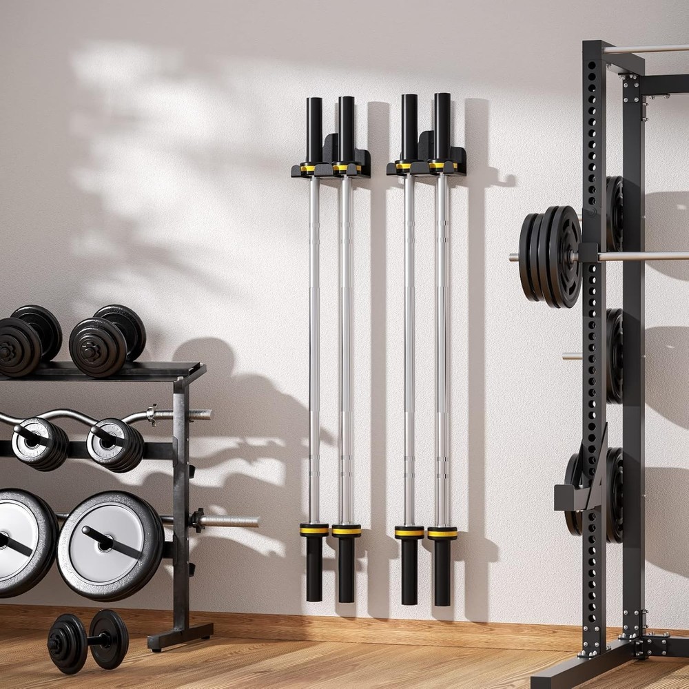 Easy Install Space-Saving Barbell Holder, Fits Standard & Olympic Bars