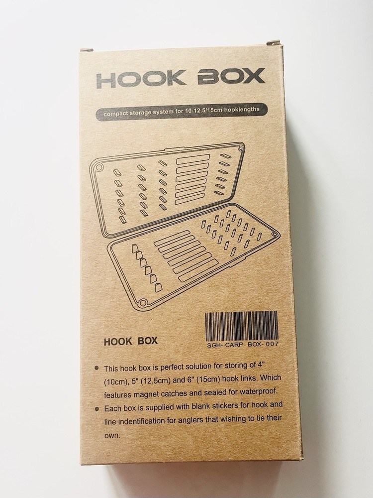 Hook length boxes for storing 4” 5” and 6” hook lengths.