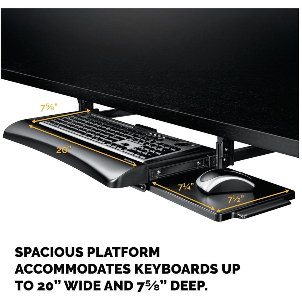 Adjustable Underdesk Keyboard Tray - Black/Silver