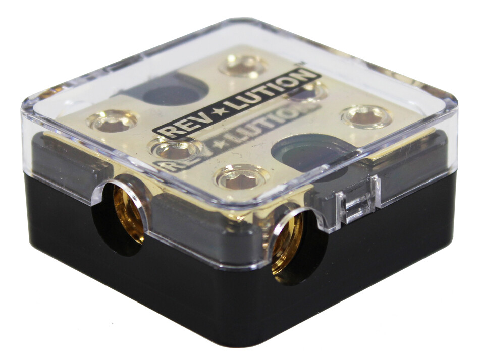 REV Power Distributor Three 4GA Input Three 4GA Outputs Brass Material.