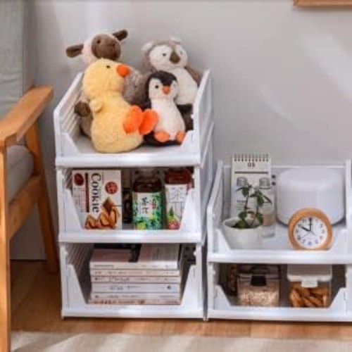 Stackable Organizer, 8 Pack Collapsible Plastic Wardrobe