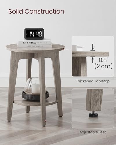 MAEZO Collection - Side Table, 2-Tier Small Round End Table, Greige 1 Pack