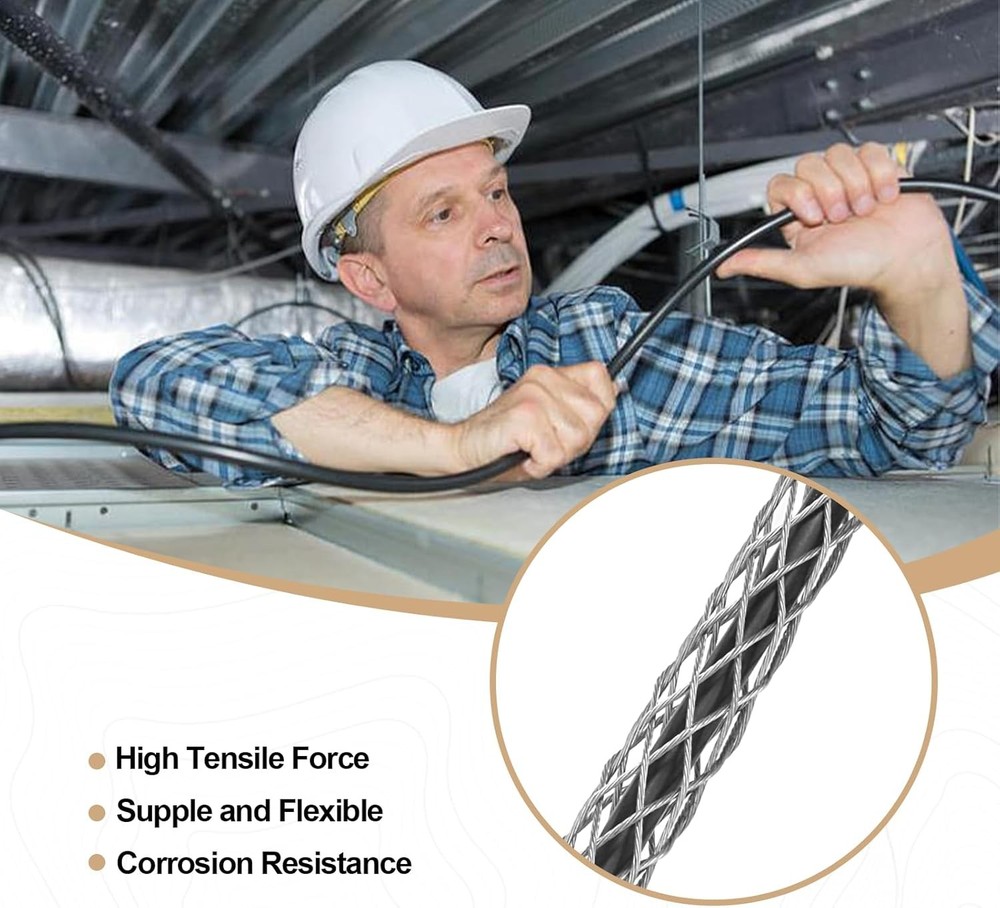 2 Pcs Wire Pulling Grip Mesh Cable Pulls Metal Cable Puller Socks Wire Pulling T