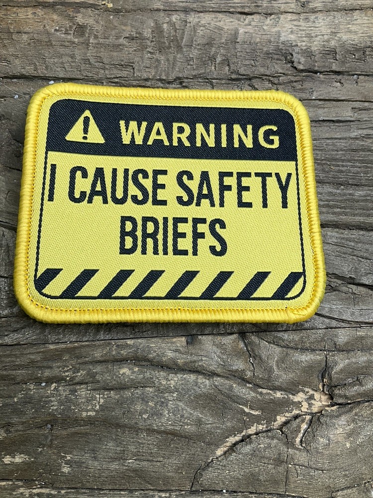 Embroided Patch Warning I Cause Safety Briefs Satire Hilarious Hook Loop