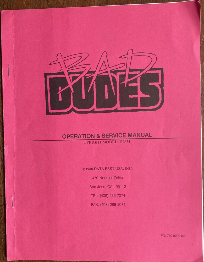 Bad Dudes Arcade Game Manual
