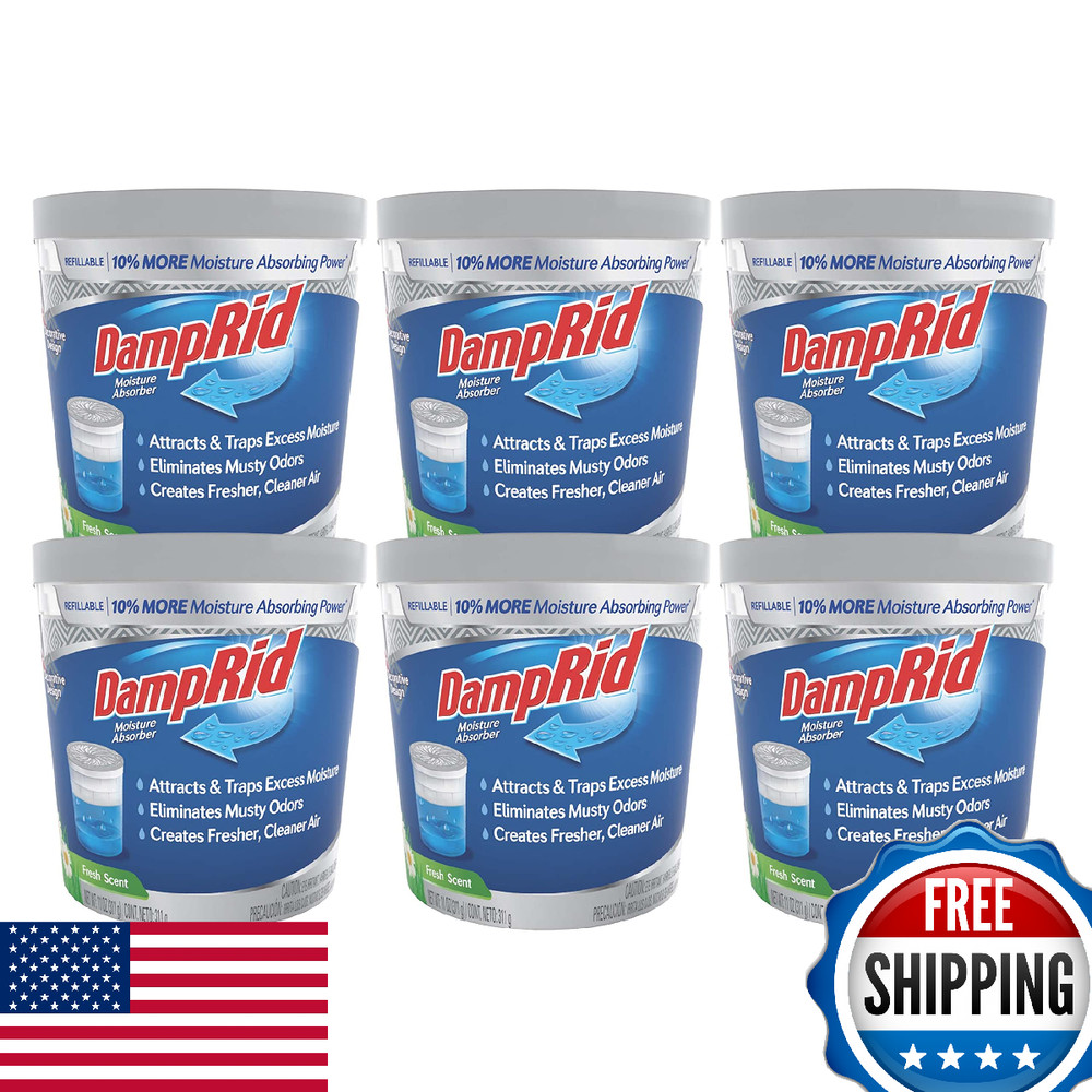 DampRid 11oz 6-Pack Fresh Scent Refillable Moisture Absorber - Odor Eliminator